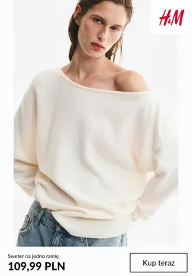 Sweter na jedno ramię H & M promocja w H&M