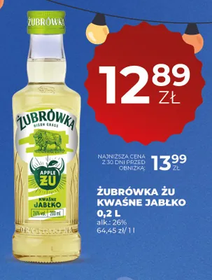 Wódka smakowa Żubrówka ŻU Kwaśne Jabłko alk. 26% promocja w Duży Ben