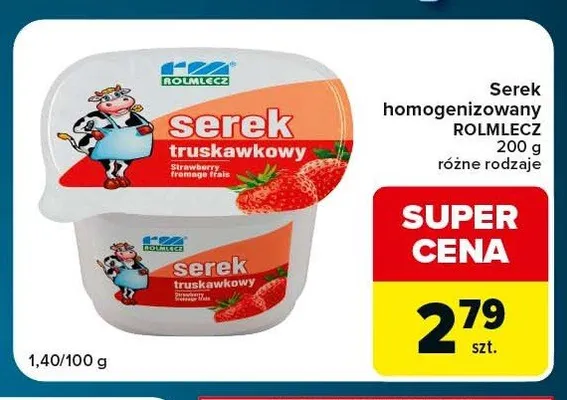 Serek homogenizowany Rolmlecz truskawkowy promocja w Globi