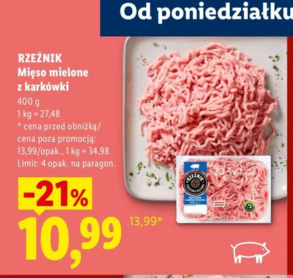 Mięso mielone z karkówki Rzeźnik promocja w Lidl