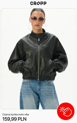 Czarna kurtka moto vibe Cropp promocja w Cropp
