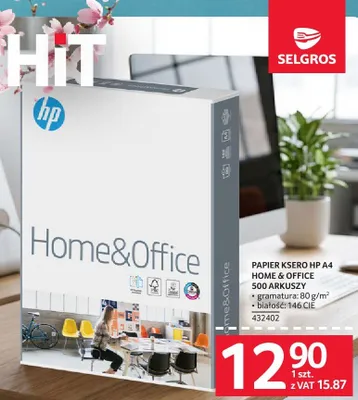 Papier PAPIER KSERO HP A4 HOME & OFFICE 500 ARKUSZY 432402 promocja w Selgros