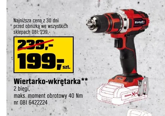 Wiertarko-wkrętarka akumulatorowa Einhell promocja w OBI