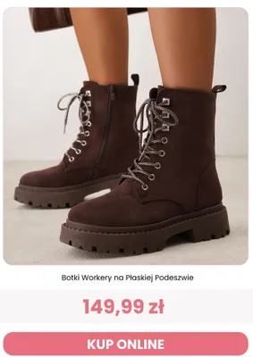 Botki Workery na Płaskiej Podeszwie Renee promocja w Renee