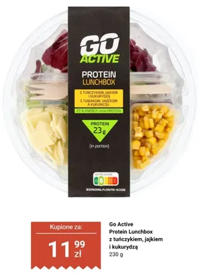 Sałatka Protein Lunchbox Go Active z tuńczykiem, jajkiem i kukurydzą promocja w Biedronka