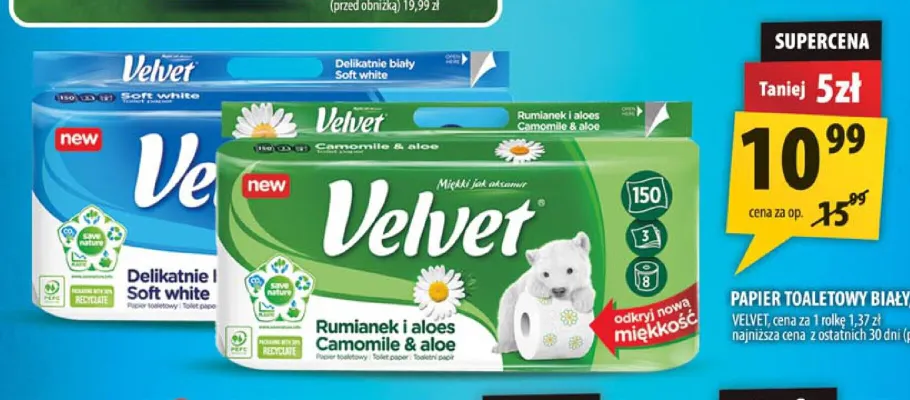Papier toaletowy rumiankowy 8-pak Velvet promocja w Arhelan