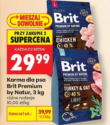 Karma dla psa Brit Premium by Nature Chicken promocja w Biedronka