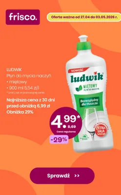 Płyn do mycia naczyń Ludwik miętowy promocja w Frisco