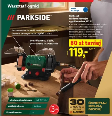 Szlifierka podwójna z giętkim wałem Parkside 120W promocja w Lidl