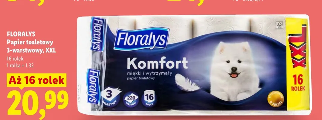 Papier toaletowy 3-warstwowy Floralys Komfort XXL promocja w Lidl
