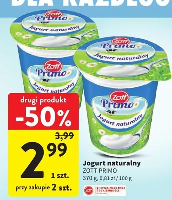 Jogurt naturalny promocja w Intermarche