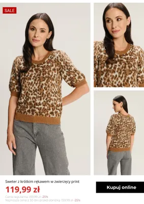 Sweter z krótkim rękawem w zwierzęcy print Greenpoint promocja w Greenpoint