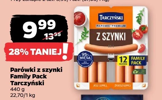 Parówki z szynki Family Pack promocja w Netto