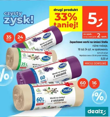 Zapachowe worki na śmieci Stella z uszami vanilla latte 60 l promocja w Dealz