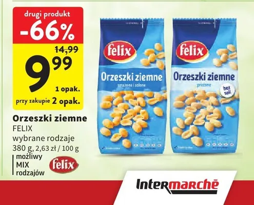 Orzeszki ziemne smażone i solone Felix promocja w Intermarche