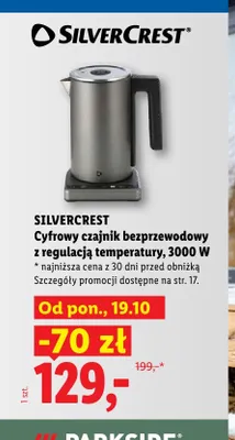 Cyfrowy czajnik bezprzewodowy z regulacją temperatury Silvercrest 3000W promocja w Lidl
