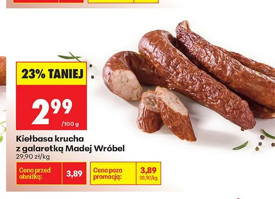 Kiełbasa krucha z galaretką Madej Wróbel promocja w Biedronka