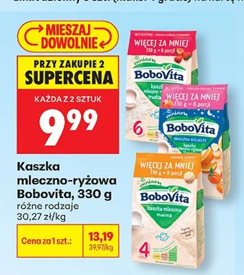Kaszka mleczno-ryżowa Bobovita 330g promocja w Biedronka