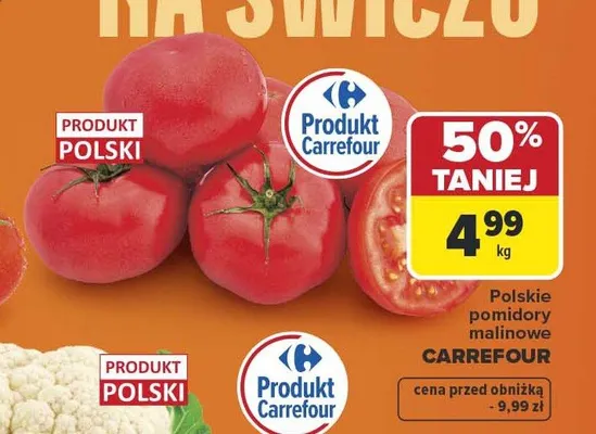 Pomidory malinowe Carrefour polskie promocja w Carrefour