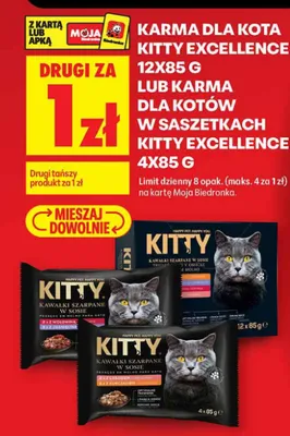 Karma dla kota Kitty Excellence 4-pak 85 g promocja w Biedronka