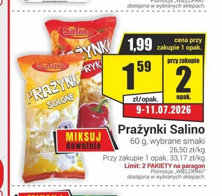 Prażynki bekonowe Salino promocja w Delikatesy Sezam