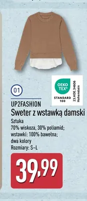 Sweter z wstawką damski UP2FASHION promocja w Aldi