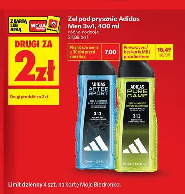 Żel pod prysznic Adidas After Sport 3w1 promocja w Biedronka