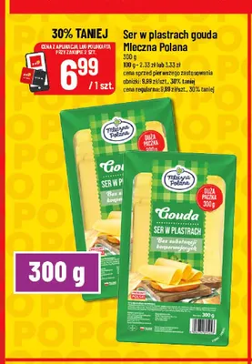 Ser w plastrach Gouda Mleczna Polana promocja w POLOmarket