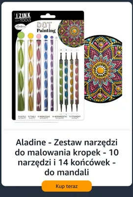Zestaw narzędzi do malowania kropek 10 narzędzi i 14 końcówek do mandali Aladine promocja w Amazon