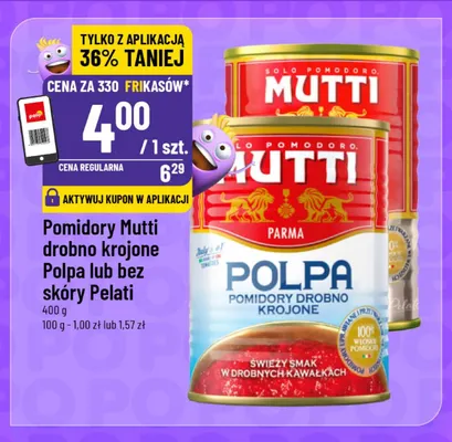 Pomidory Mutti bez skóry Pelati promocja w POLOmarket