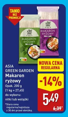 Makaron ryżowy nitki Asia Green Garden promocja w Aldi
