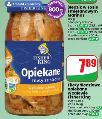 Filety śledziowe opiekane w zalewie Fisher King promocja w Dino