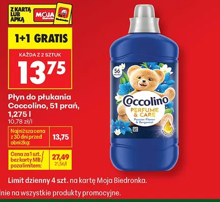Płyn do płukania Coccolino Perfume & Care Passion Flower & Bergamot promocja w Biedronka