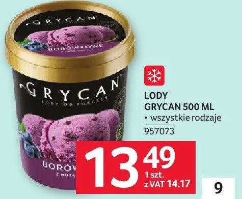 Lody grycan 500 ml wyborne rodzaje promocja w Selgros