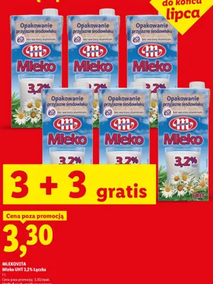 Mleko UHT 2% Łączka Mlekovita promocja w Lidl