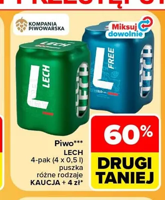 Piwo bezalkoholowe Lech 4-pak promocja w Carrefour Market