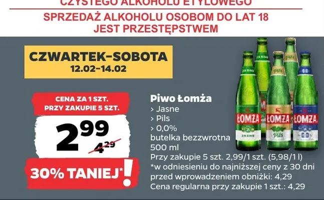 Piwo Łomża Pils promocja w Netto