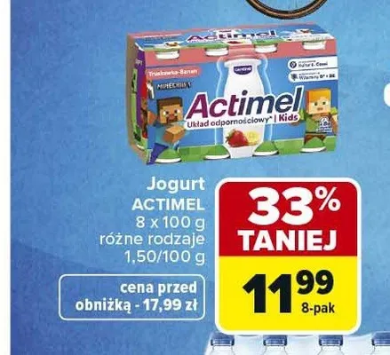 Jogurt Actimel 8-pak 100g promocja w Carrefour Market