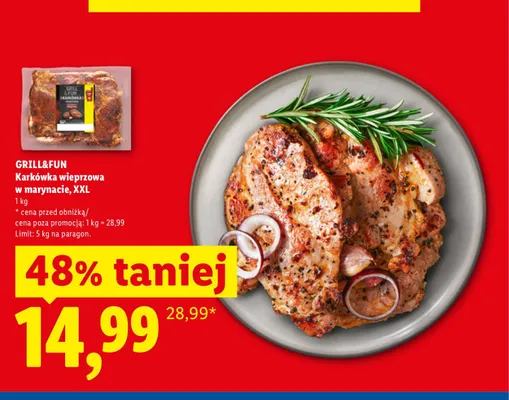Karkówka wieprzowa w marynacie XXL Grill&Fun promocja w Lidl