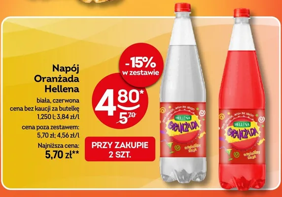 Napój Oranżada Hellena biała, czerwona promocja w Żabka