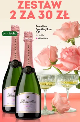 Wino musujące Beauvillon Sparkling Rose półwytrawne promocja w Żabka