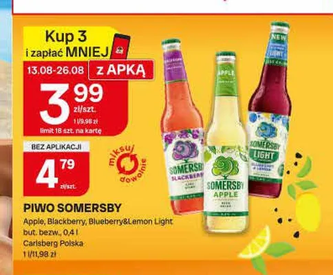 Piwo Somersby Apple promocja w Chorten