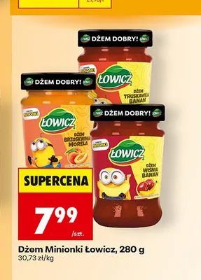 Dżem brzoskwinia morela Minionki Łowicz promocja w Biedronka