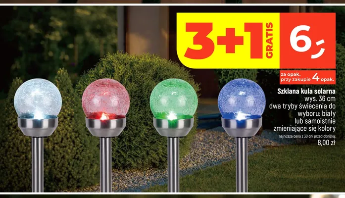 Szklana kula solarna wys. 36cm promocja w Dealz