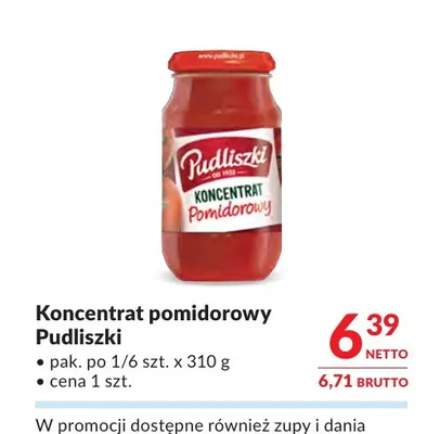 Koncentrat pomidorowy Pudliszki promocja w Makro