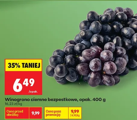 Winogrono ciemne bezpestkowe 400 g promocja w Biedronka