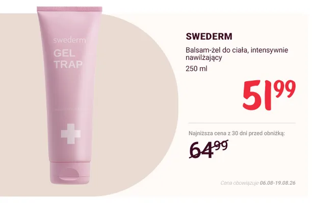 Balsam-żel do ciała intensywnie nawilżający Swederm promocja w Rossmann