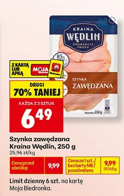 Szynka zawędzana Kraina Wędlin promocja w Biedronka