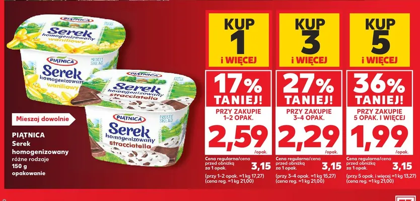 Serek homogenizowany stracciatella Piątnica promocja w Kaufland