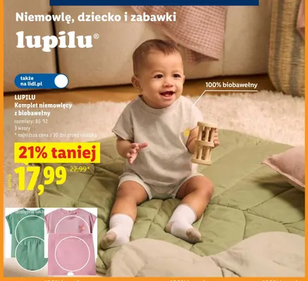 Komplet niemowlęcy z biobawełny Lupilu promocja w Lidl